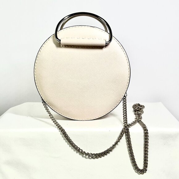 Zara Handbags - Zara Small Round Beige Handbag Metallic Handle, Chain Strap, Sculptural Mini bag